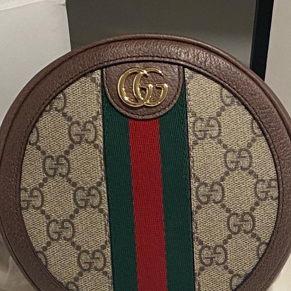 NEW!✨GUCCI✨GG GUCCISSIMA SUPREME & LEATHER ROUND BACKPACK SHOULDER CROSSBODY BAG - Picture 9 of 15